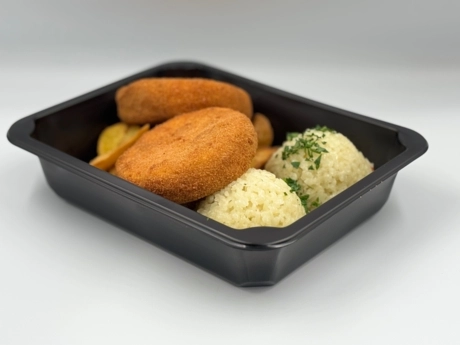 Vyprážaný encián, krokety, dusená ryža, čučoriedkový džem